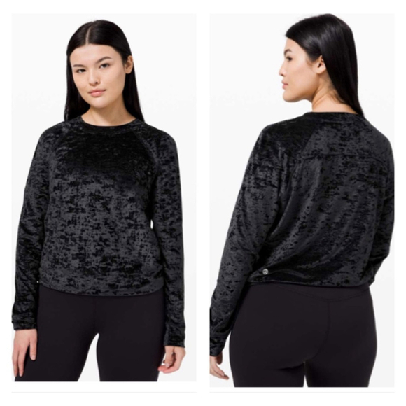 lululemon athletica Tops - Lululemon Warm Down Crew Crushed Velvet
Black Size 8